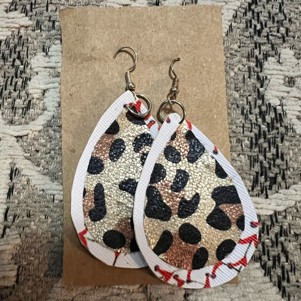 Baseball cheetah earrings
